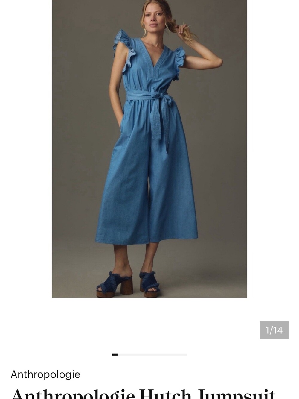 Anthropologie Hutch Jumpsuit size large- no belt